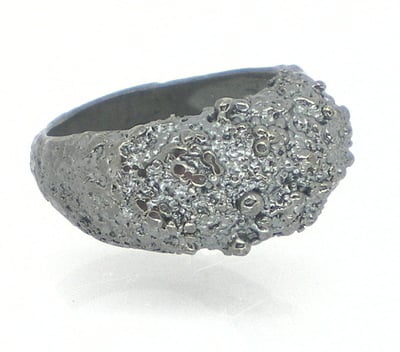 Oxidised Silver Frozen Sand Bombe Ring
