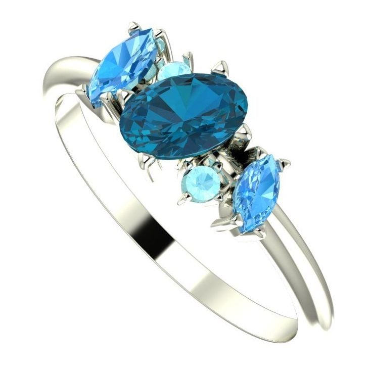 Blue gemstone unusual ring