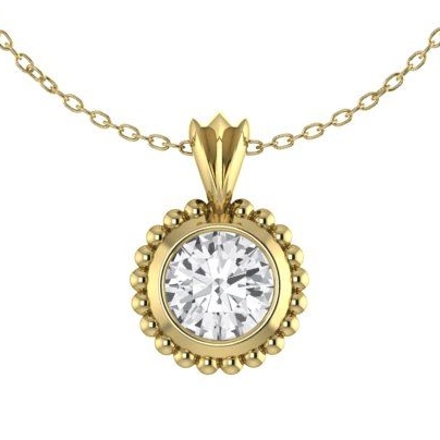 White Sapphire and Yllow Gold Pendant