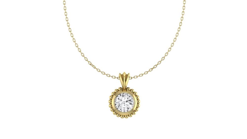 Majestic White Sapphire and Yellow Gold Pendant
