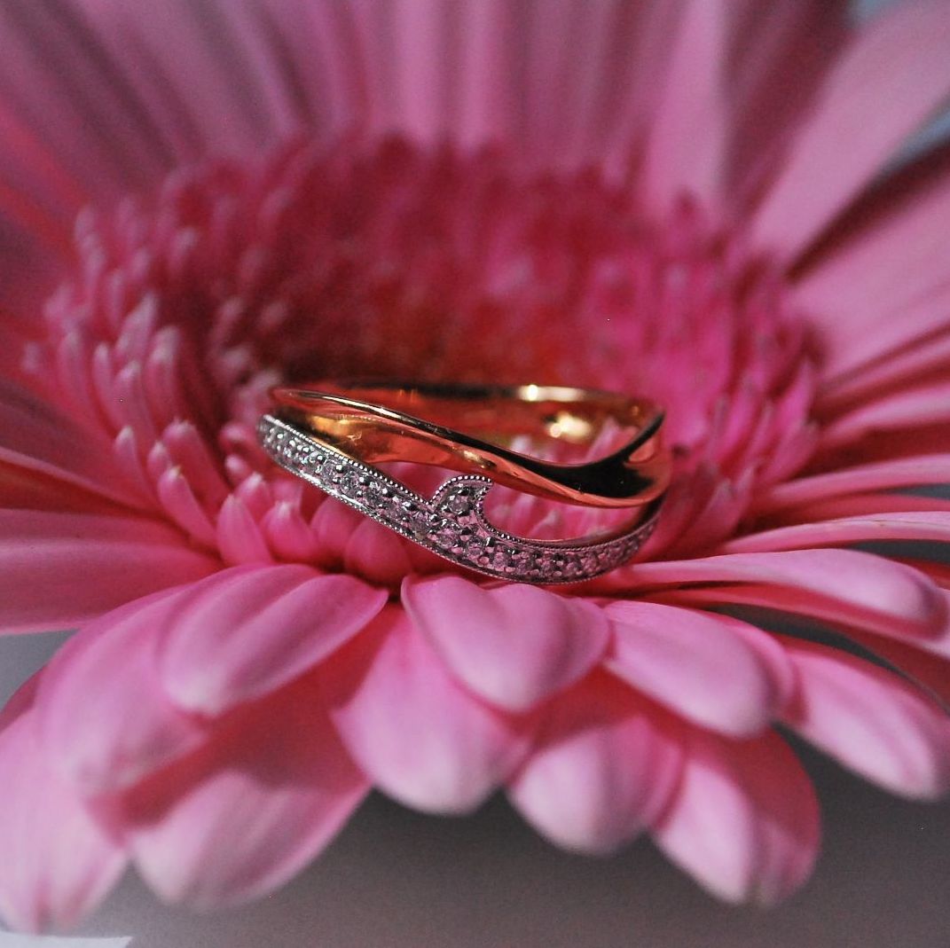 Rose and white gold eternity diamond ring