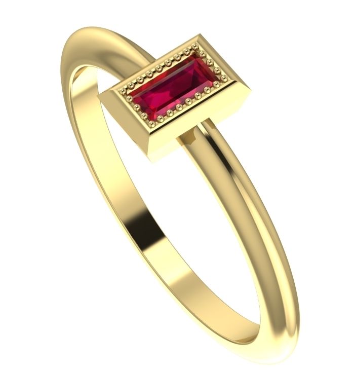 deco style ruby and yellow gold ring