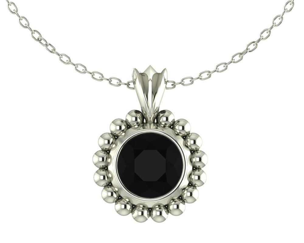 Magestic Black Spinel and Silver Pendant