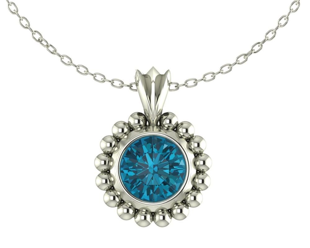 Majestic White Gold and London Blue Topaz Pendant