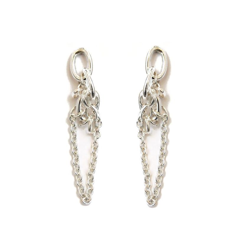 Small Silver Chain Reaction Earrings