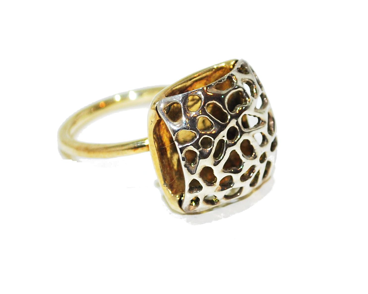 silver and gold plate organic ring