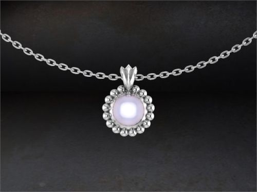white pearl silver pendant