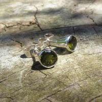 Green Tourmaline Earrings, set in silver
