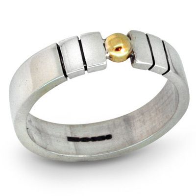 silver with gold ring
