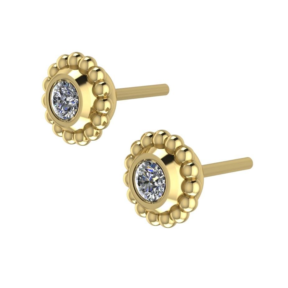 Diamond Mini Alto Earrings -  Yellow Gold