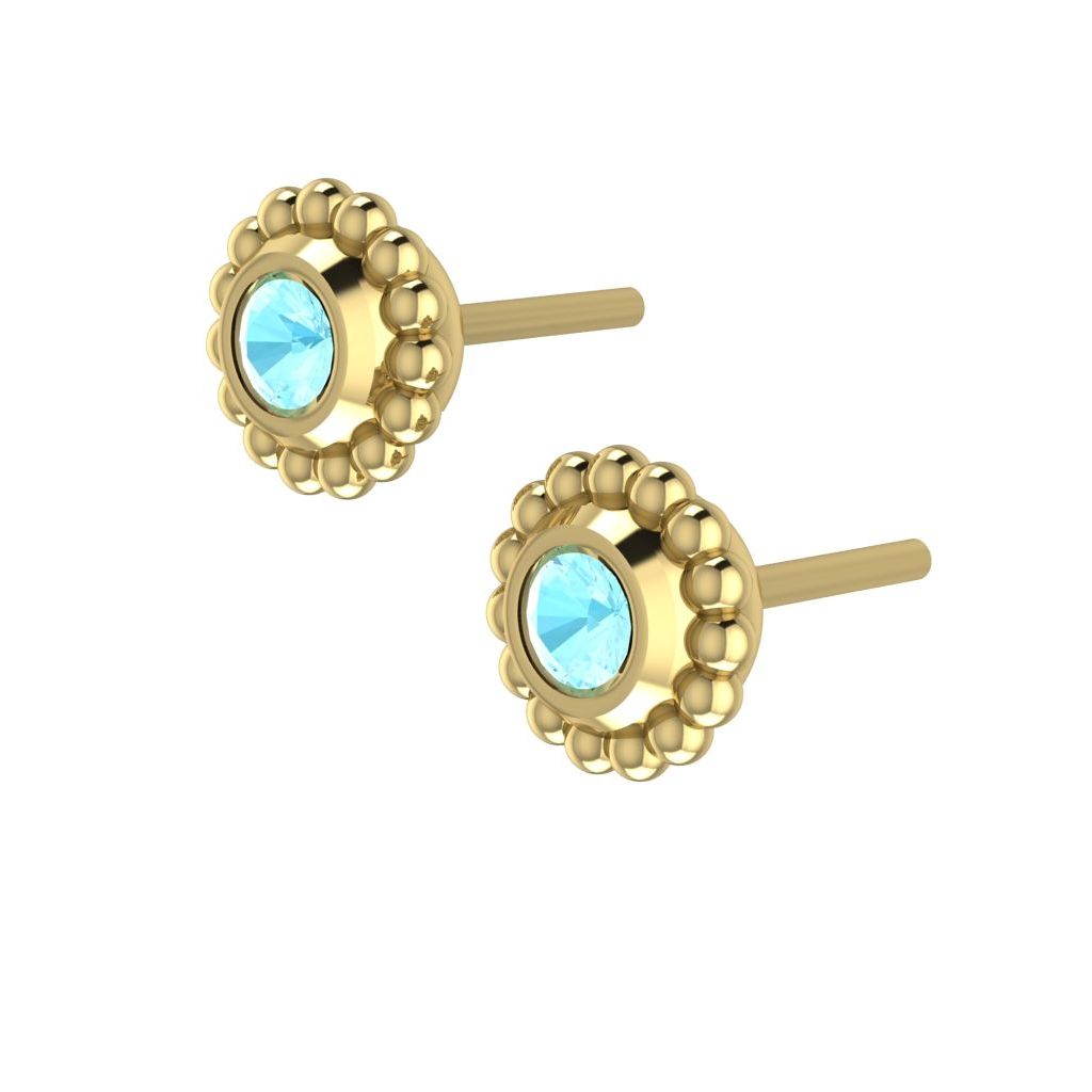 Aquamarine Mini Alto 18 Carat Yellow Gold Earrings