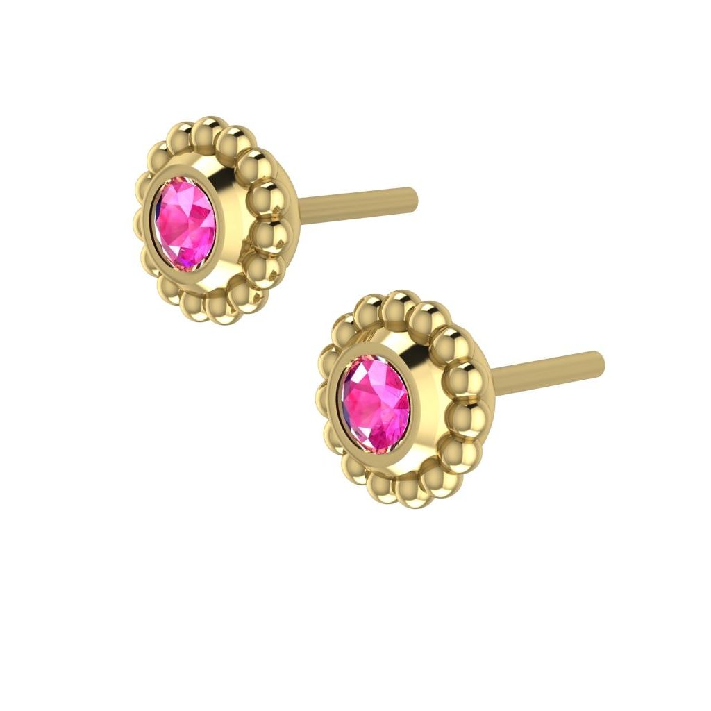 Pink Sapphire Yellow Gold Mini Alto Earrings
