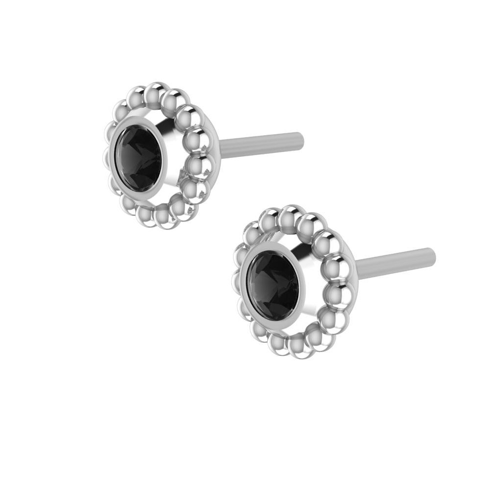 Black Sapphire & Silver Mini Alto Earrings