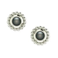 Black Pearl & Silver Mini Alto Earrings