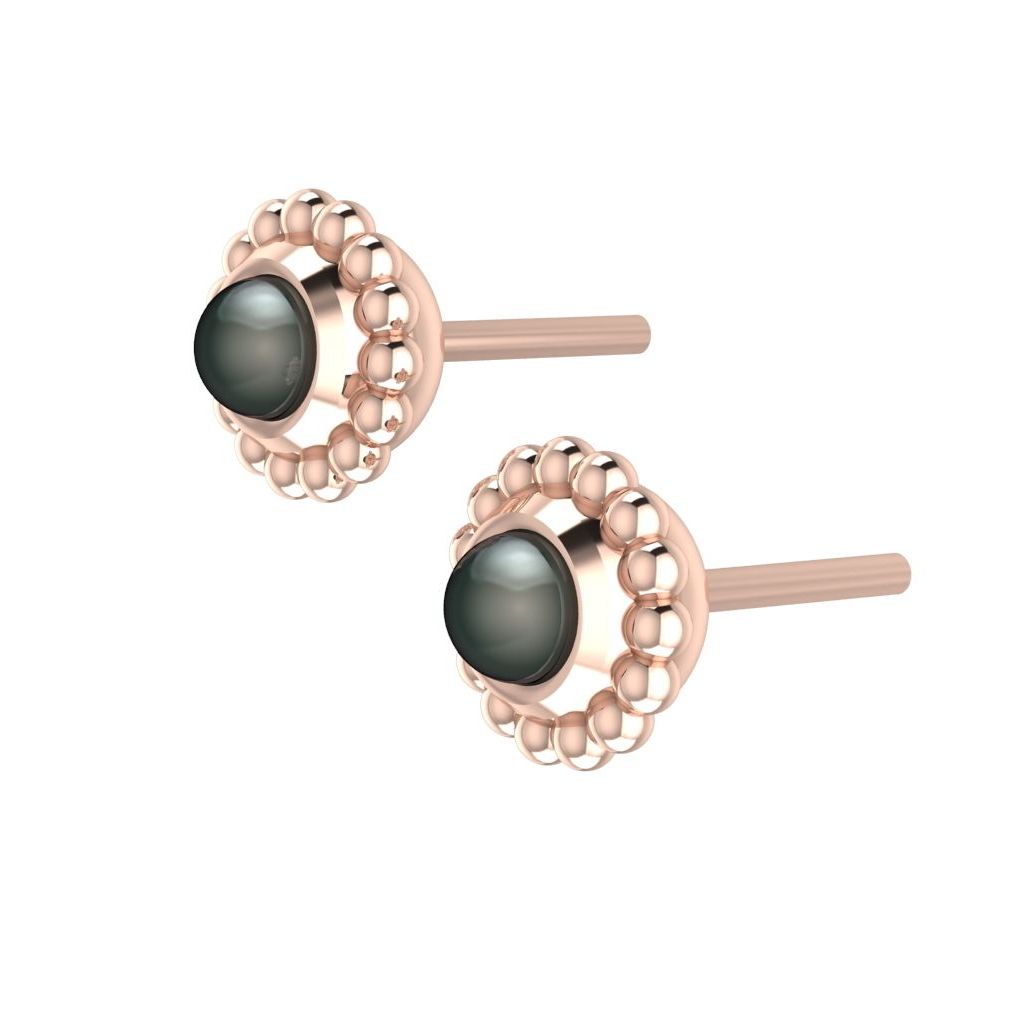 Black Pearl & Rose Gold Mini Alto Earrings