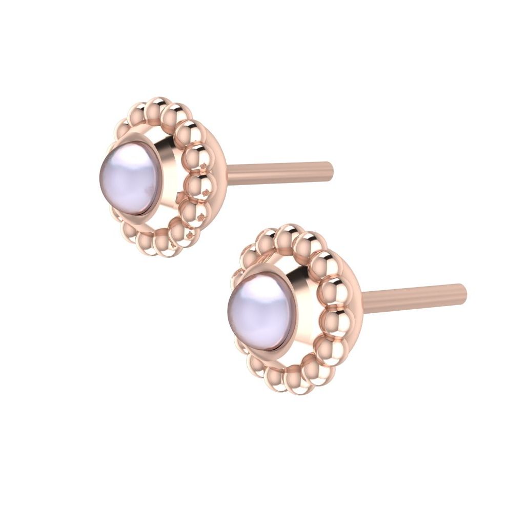 White Pearl & Rose Gold Mini Alto Earrings