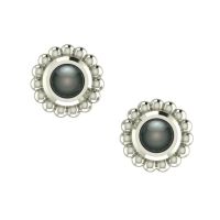 Black Pearl & White Gold Mini Alto Earrings