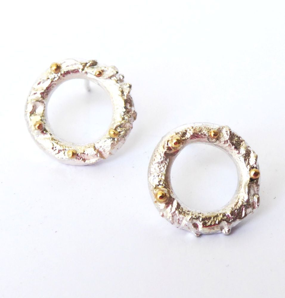 Silver And Gold Detailed Rivda Stud Earrings