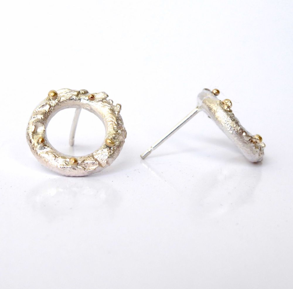 Silver And Gold Detailed Rivda Stud Earrings