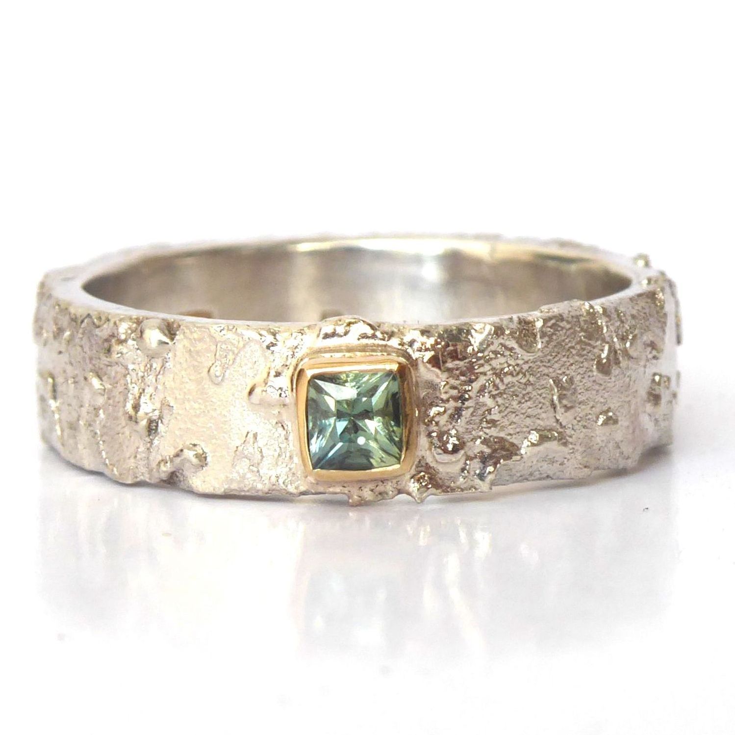 Unique princess cut sapphire rings, textured finish