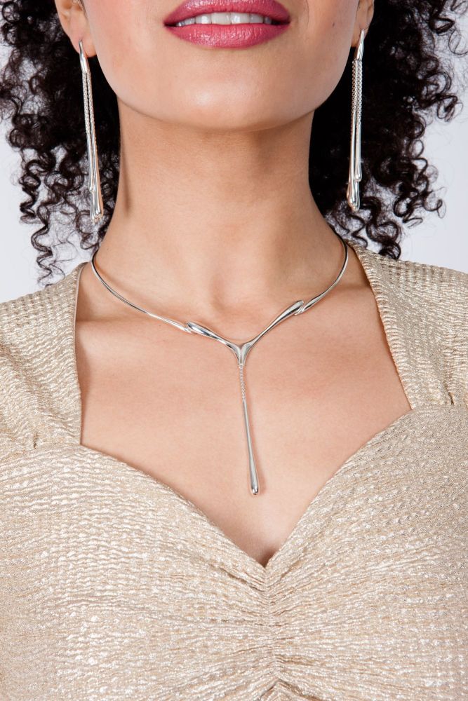 Drip Drop Silver Necklace