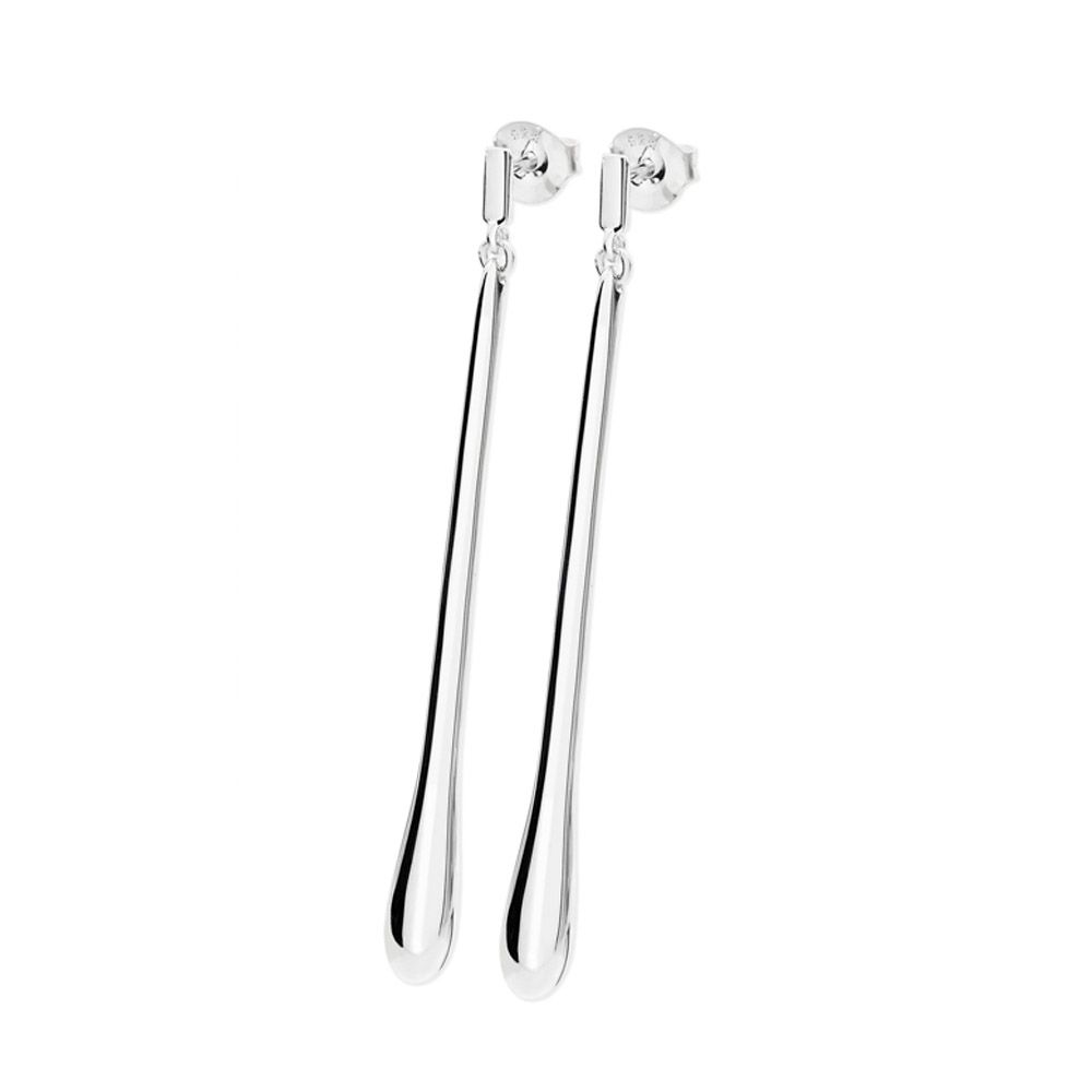 Long Drip Silver Stud Earrings