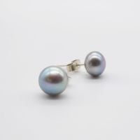 Silver Grey Pearl Studs Earrings - 5-6mm
