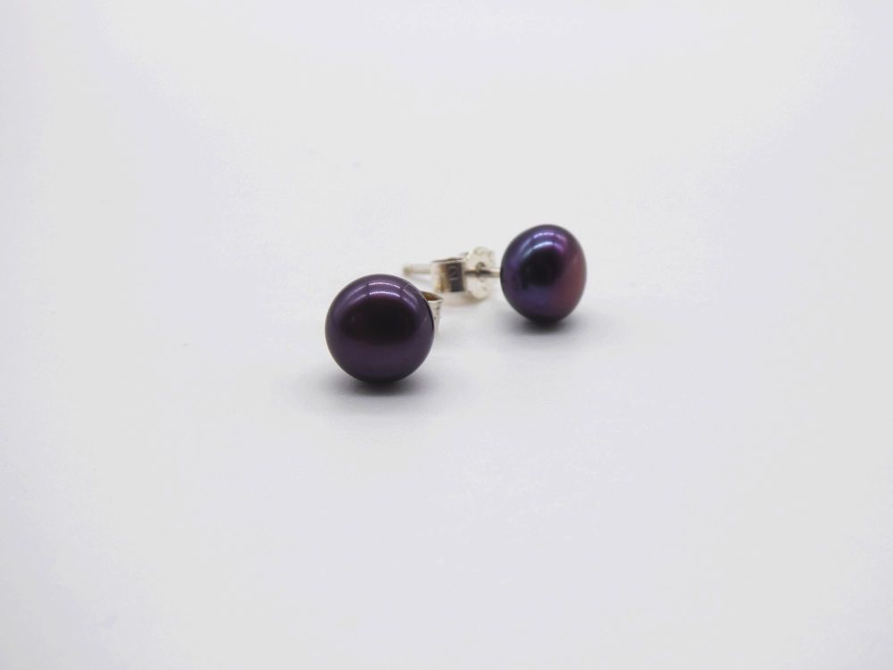 Black Pearl Studs - Purple Hue - Prices From £24-£42