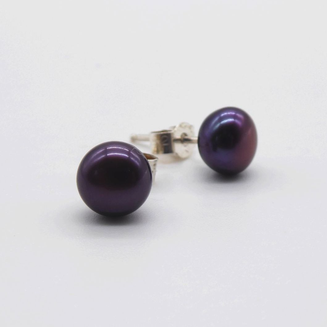 Black Pearl Studs - Purple Hue - Prices From £24