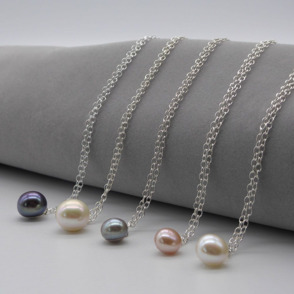 Single White Pearl Pendant - Available In Different Sizes - Prices From £24-£42