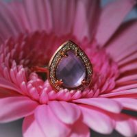 Rose gold, amethyst and diamond ring