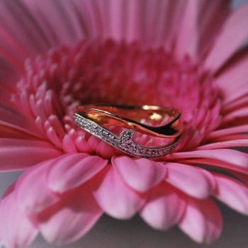 Rose Gold Diamond Wave Unusual Eternity Ring
