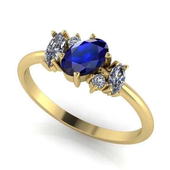 Atlantis: Blue Sapphire, Diamond & Yellow Gold