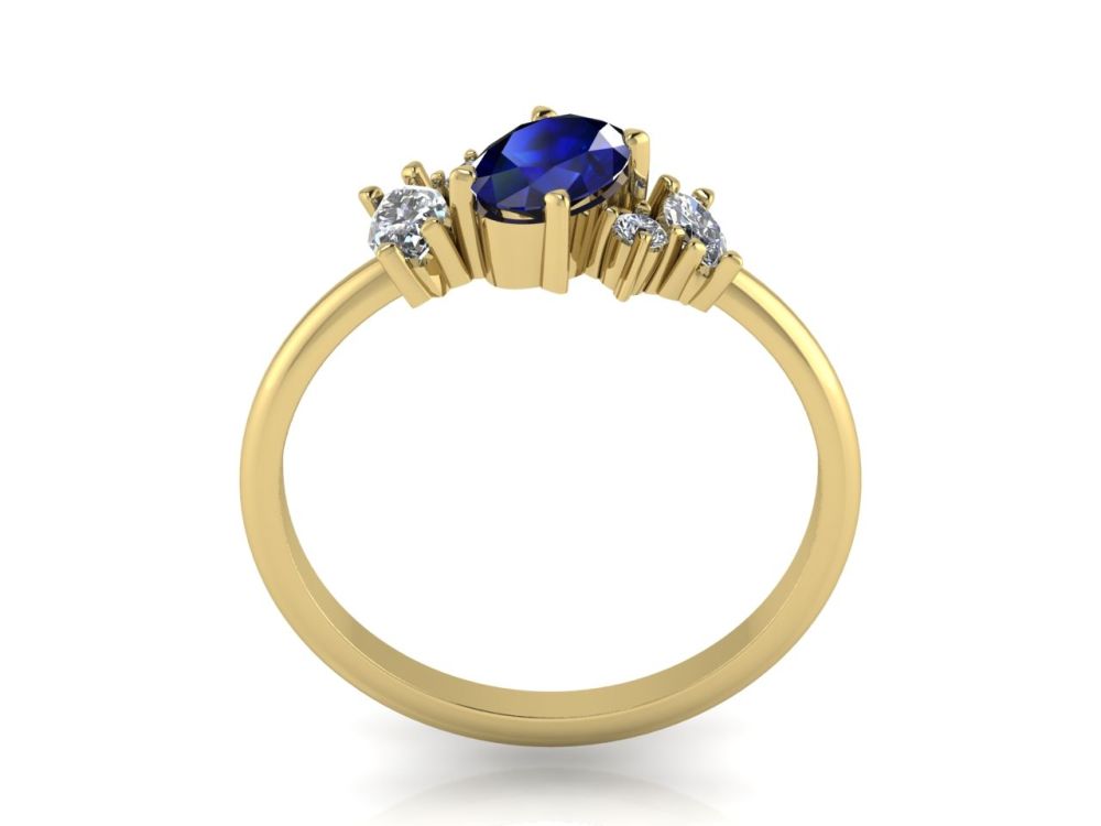 Atlantis Sapphire & Diamonds - Asymmetrical Cluster Ring - 18 Carat Yellow Gold
