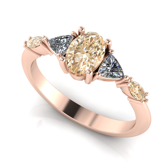 classic, contemporary rose gold and brown diamond engagement ring