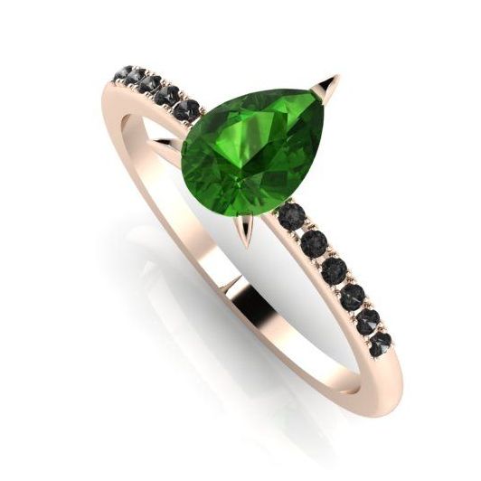 Calista - Green & Black - tourmaline and black diamond rose gold engagement