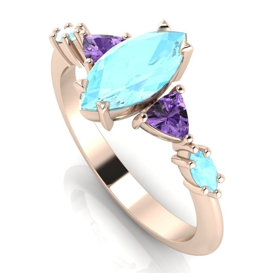 Maisie Marquise: Aquamarine & Violet Sapphires