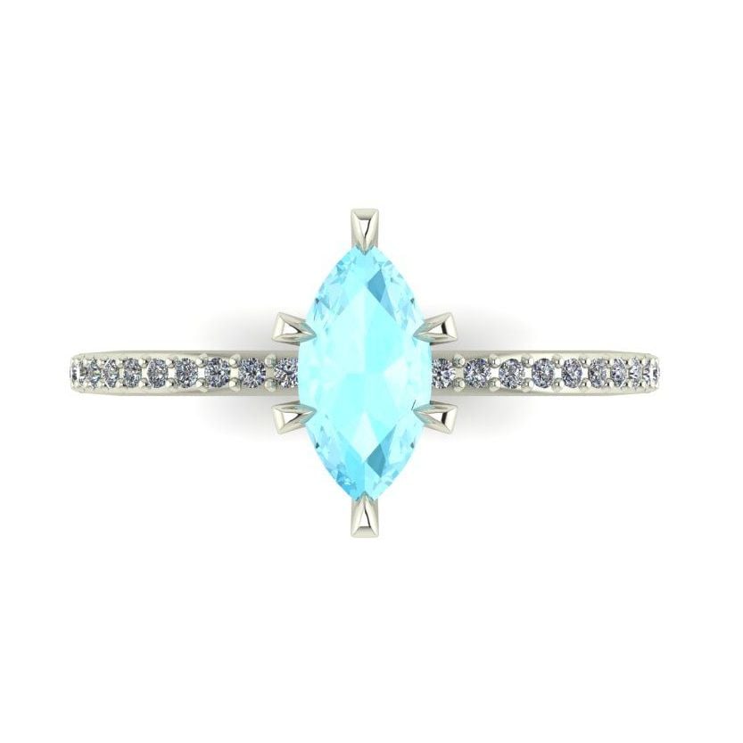 Amoret: Marquise Aquamarine & Diamond Engagement Ring