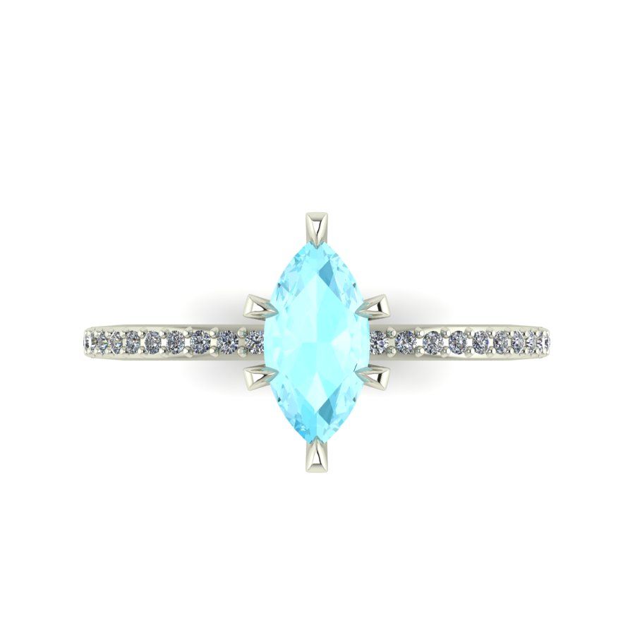 Amoret: Marquise Aquamarine & Diamond Engagement Ring