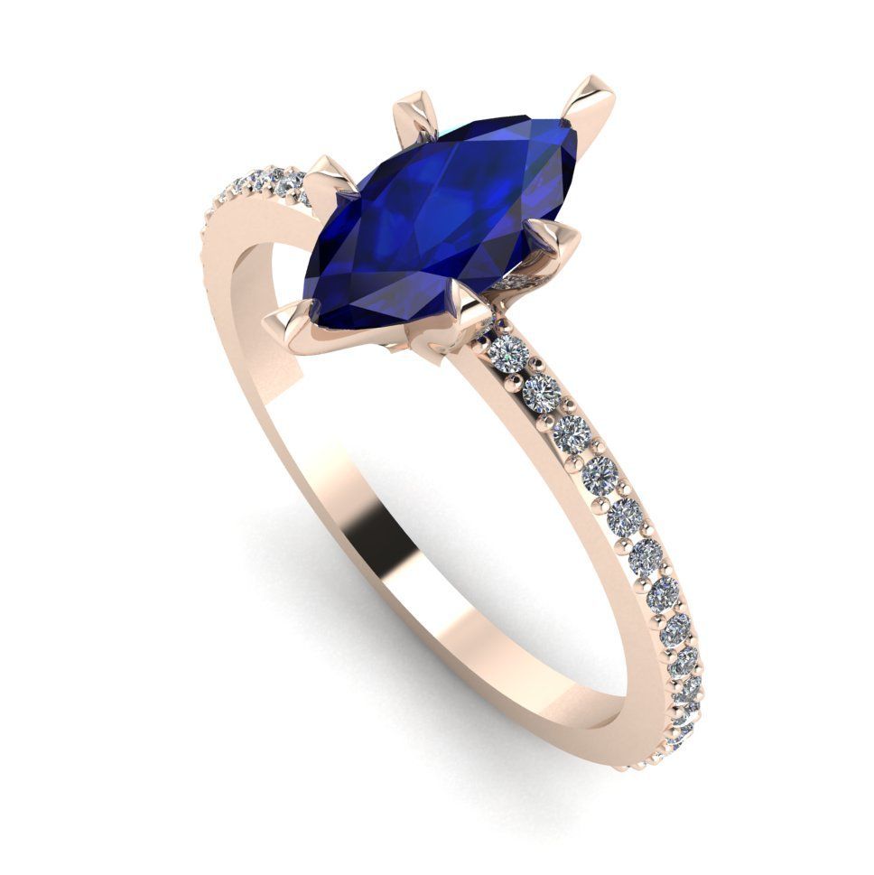 Amoret: Blue Sapphire, Diamond & Rose Gold