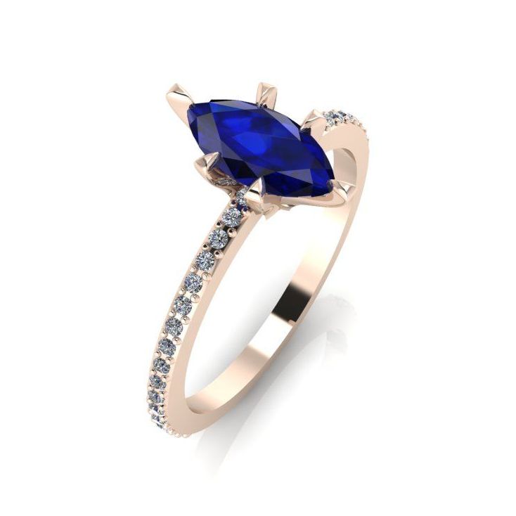 Amoret: Blue Sapphire, Diamond & Rose Gold