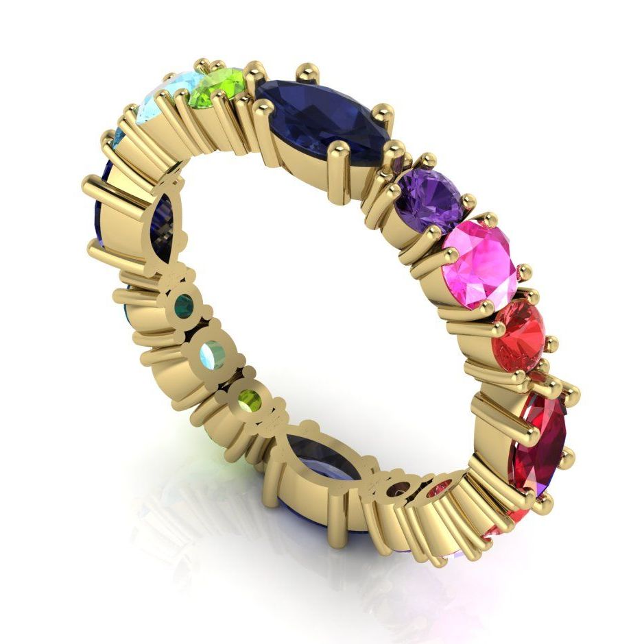 Allsorts - Multi Coloured Gemstone Eternity Ring - Yellow Gold