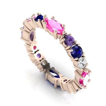 Rose Gold Rainbow Sapphire Eternity Ring - Rose Gold