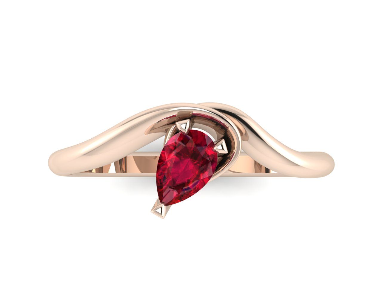 Enchanted: Ruby & Rose Gold  Unusual Organic Engagement Ring
