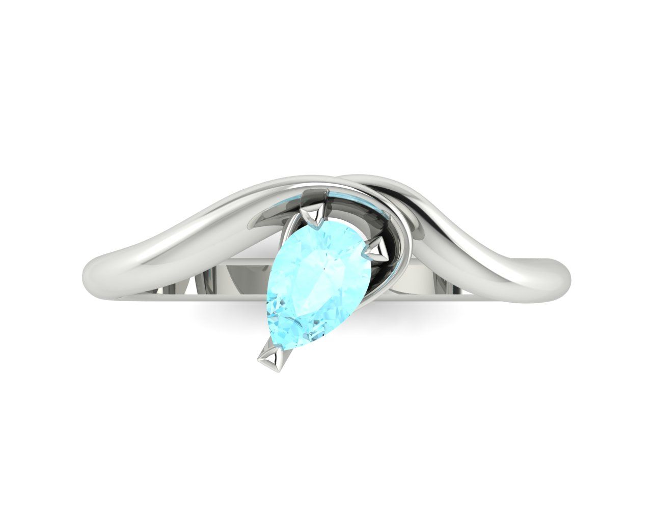 Unusual organic and sculpted aquamarine engagement ring