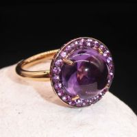 Hot Pink - Bold Amethyst and Sapphire Rose Gold Ring