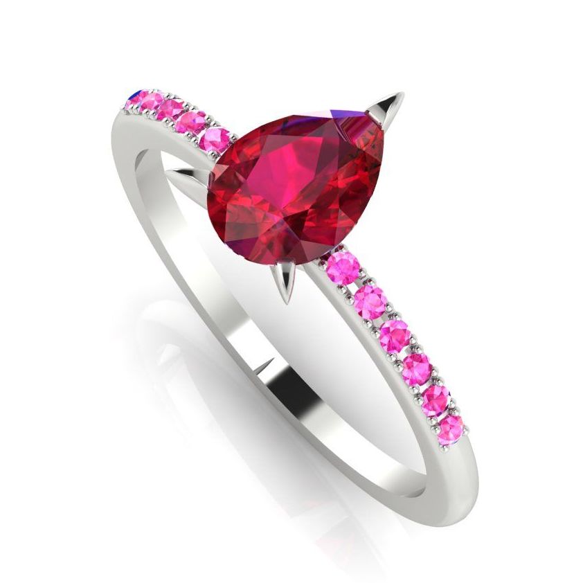 Calista: Ruby & Pink Sapphire's - White Gold