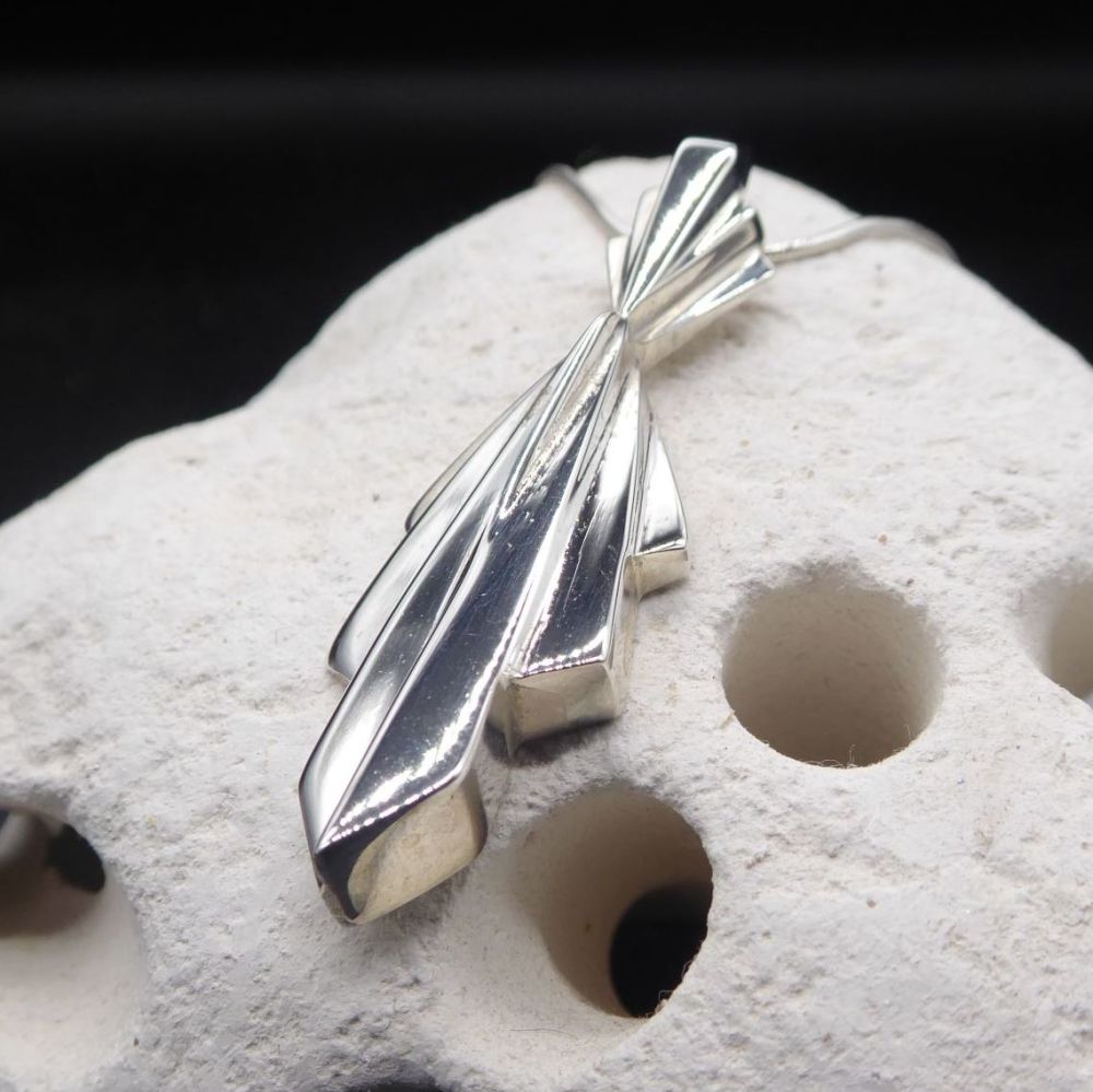 Art Deco Style Silver Pendant (Long)