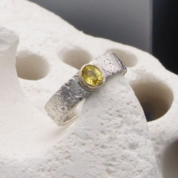 Unique Yellow Sapphire Gemstone Silver Ring