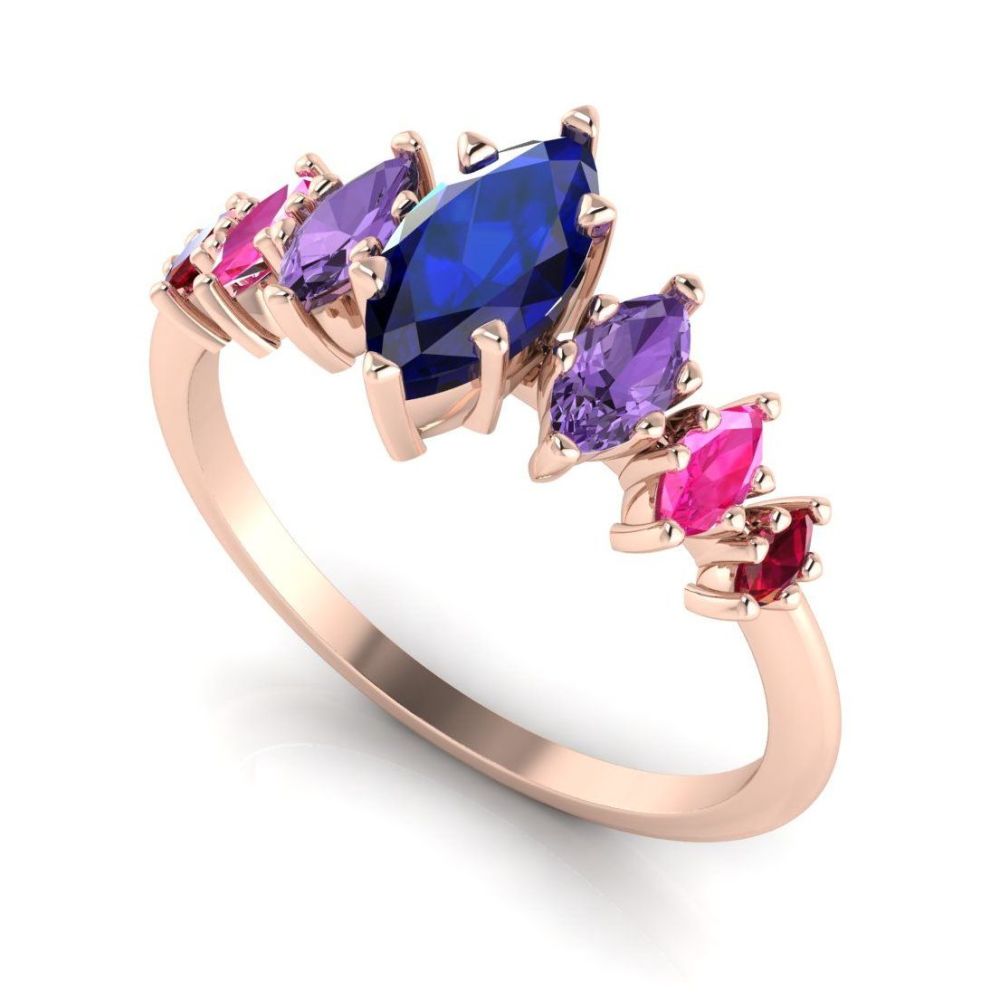 Harlequin - Sapphires , Rubies & Rose Gold